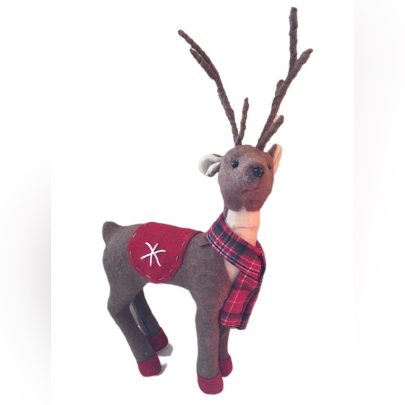 Festive Brown and Red Reindeer Plush Decor - Picture 3 of 4